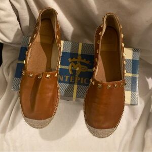 Brown Espadrilles with Gold Accents and Jute Sole